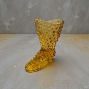 Fenton Yellow Hobnail Glass Boot collectible